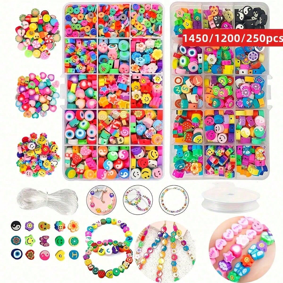 Jewelry Making Organizer Box - 1450/1200/250pcs Polymer Clay Beads Set, Box,