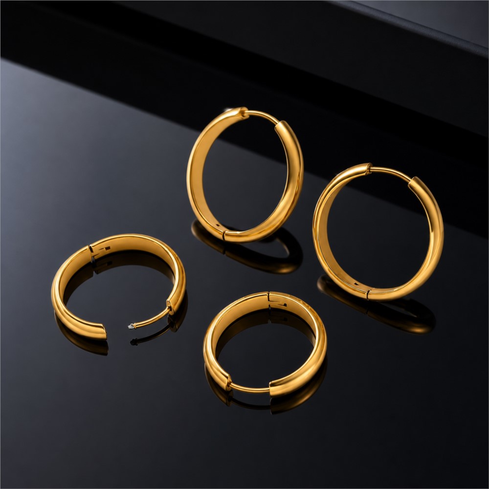 4Pcs Stainless Steel Round Hoo - Jewelry Making Charms ulasan dan harga