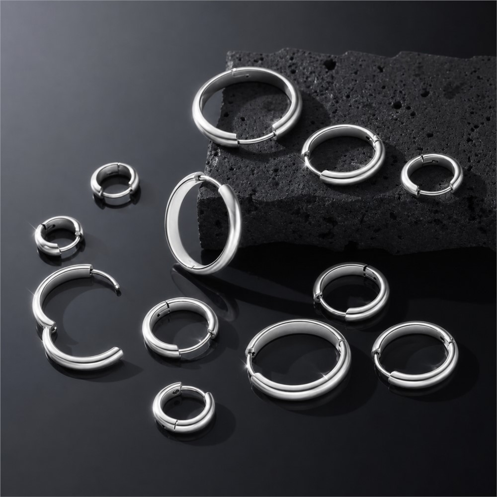 4Pcs Stainless Steel Round Hoo - Jewelry Making Charms ulasan dan harga