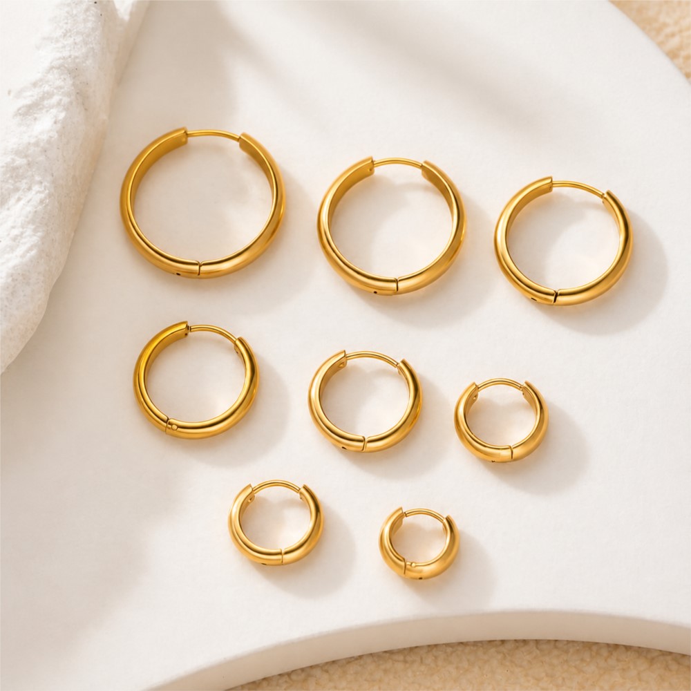 4Pcs Stainless Steel Round Hoo - Jewelry Making Charms ulasan dan harga