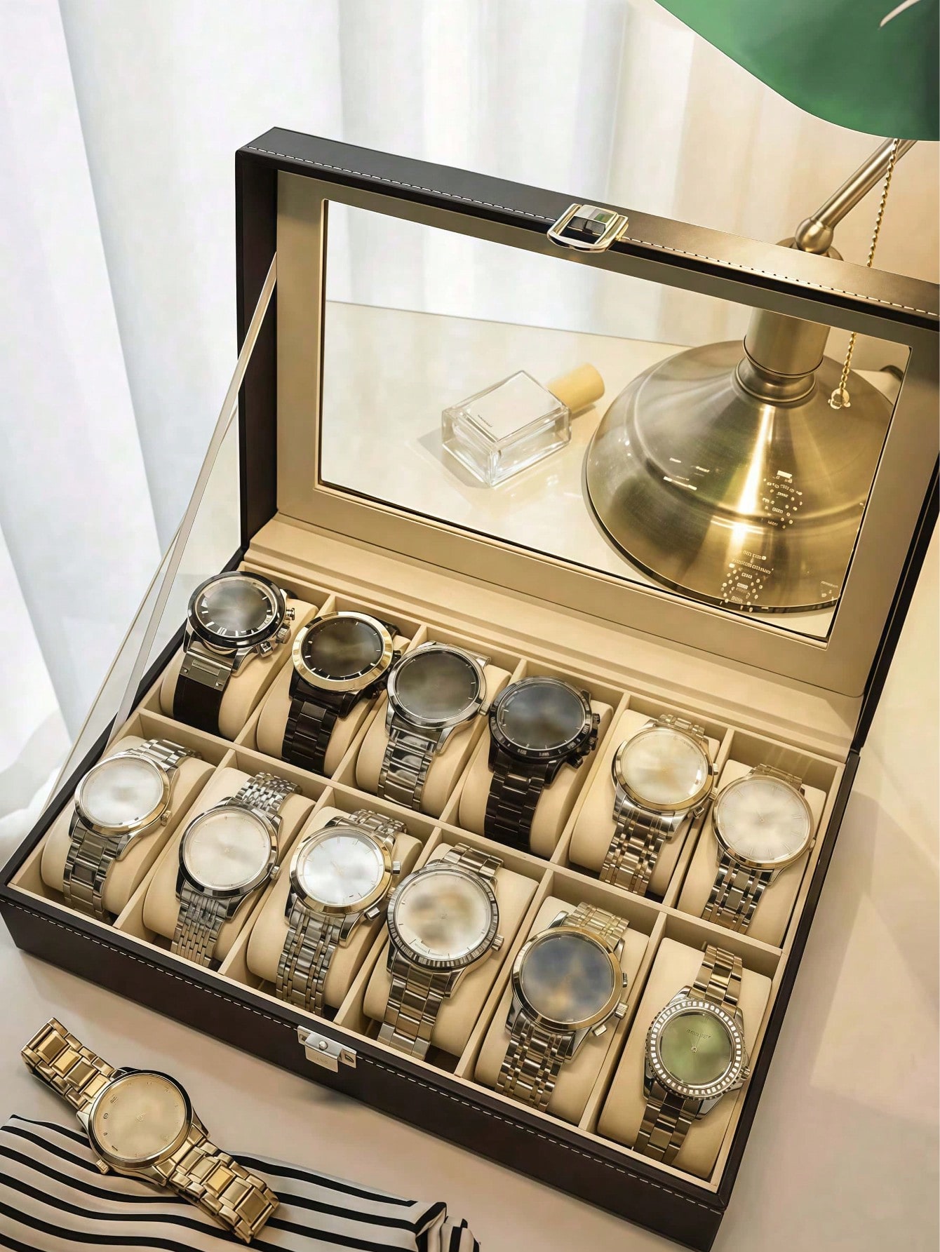 Leather Watch Box with Lock, L - Jewelry Making Organizer Box ulasan dan harga