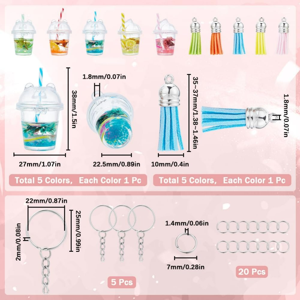 35Pcs DIY 5 Sets Bubble Tea Ke - Jewelry Making Charms ulasan dan harga