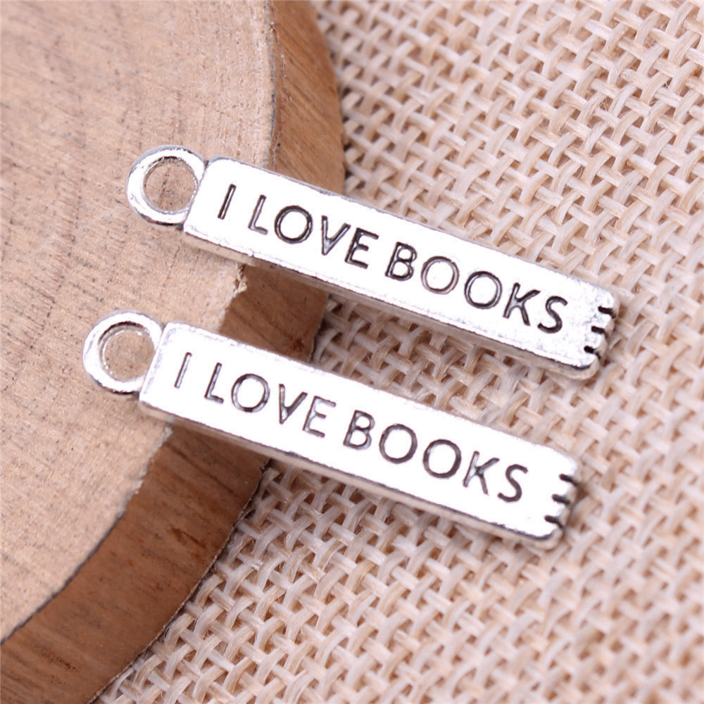 20pcs/lot I Love Books Charms  - Jewelry Making Journal ulasan dan harga