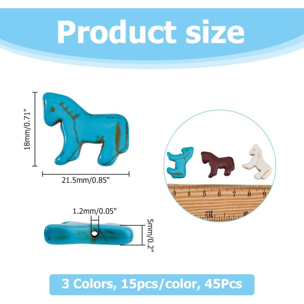 45pcs Synthetic Turquoise Bead - Jewelry Making Charms ulasan dan harga
