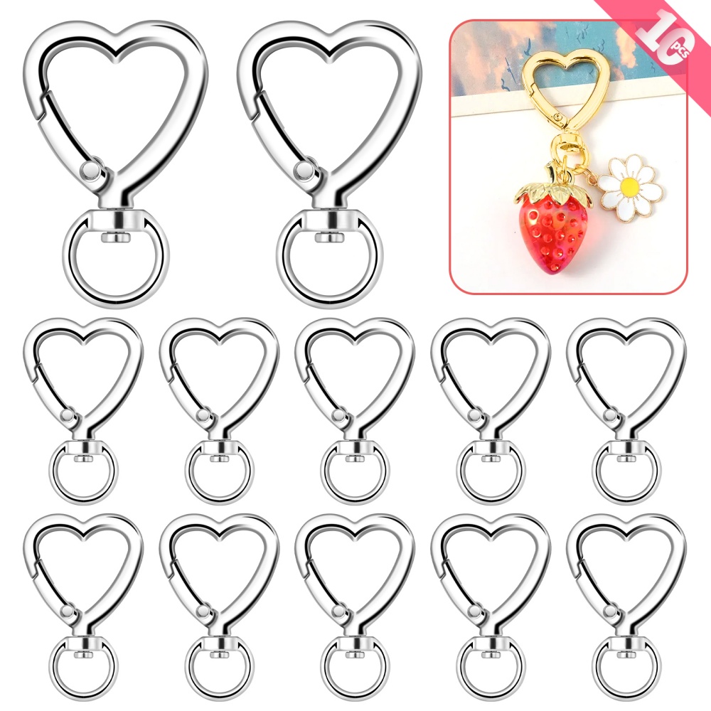 10pcs Metal Heart Lobster Claw - Jewelry Making Hoops ulasan dan harga