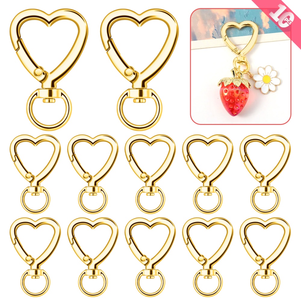 10pcs Metal Heart Lobster Claw - Jewelry Making Hoops ulasan dan harga