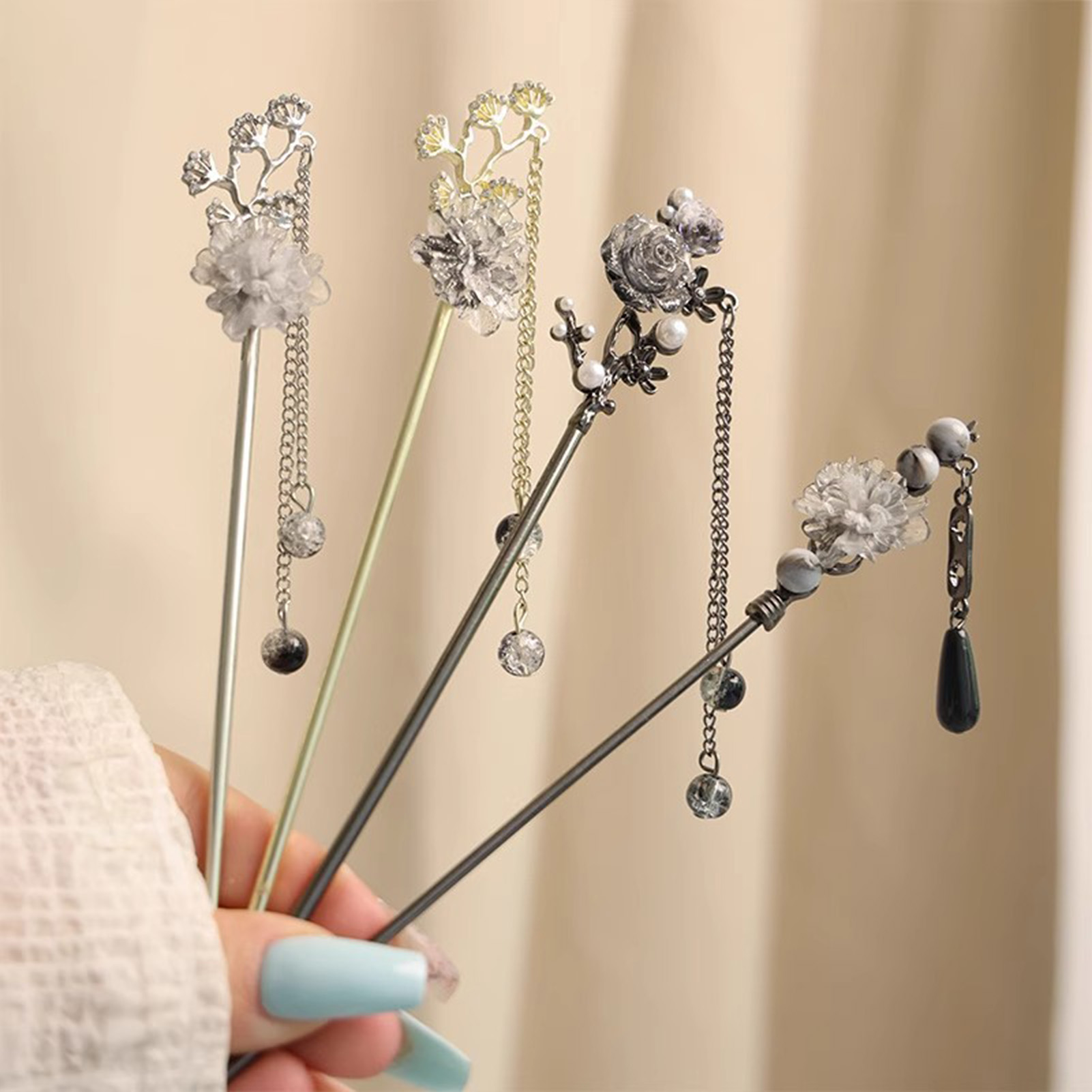 Elegant Flower Hair Sticks For - Jewelry Making Parts ulasan dan harga