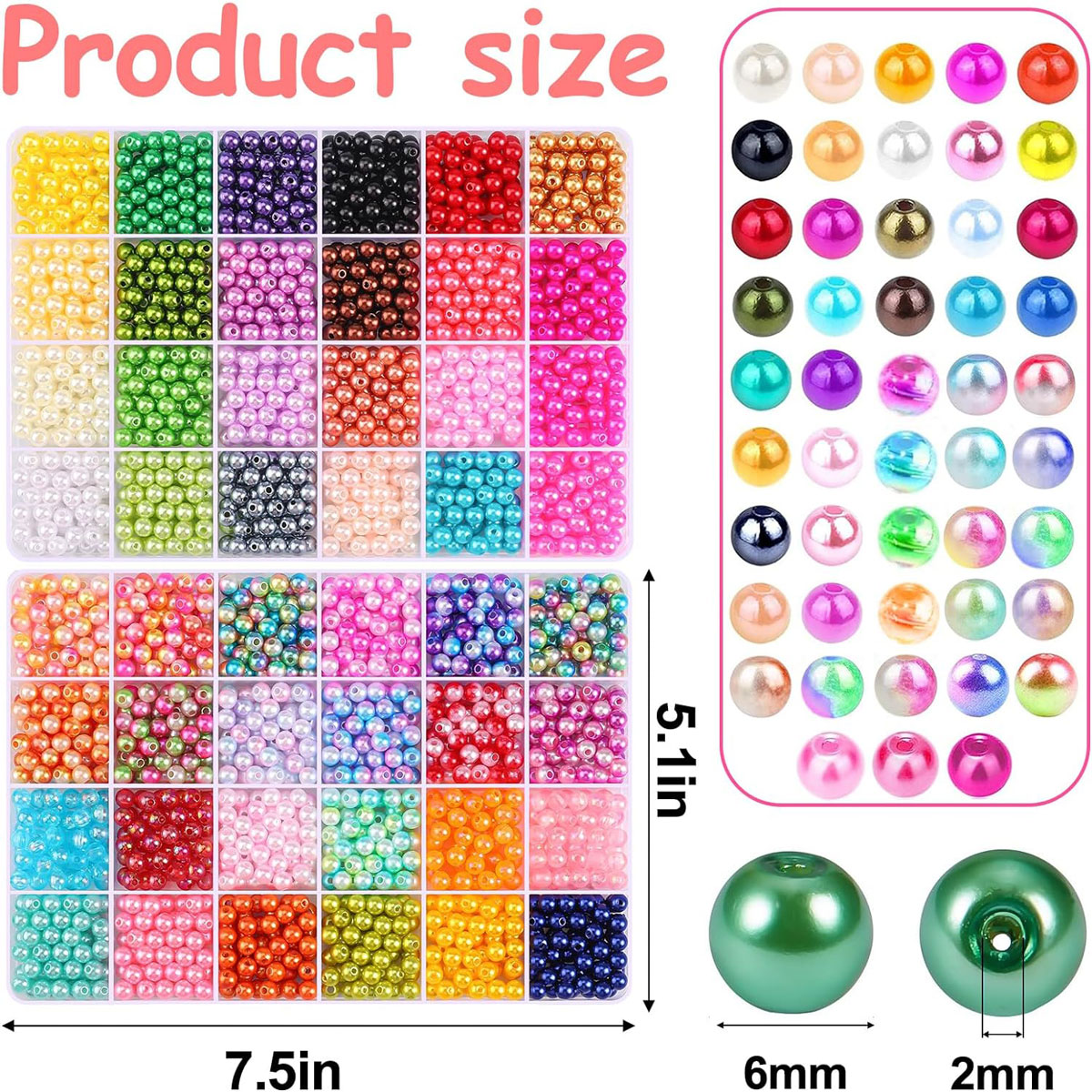 2400PCS 48 Compartments Pearl  - Jewelry Making Organizer Box ulasan dan harga